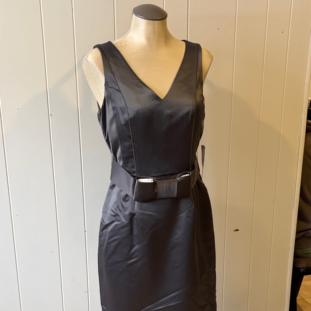 Nue by Shani Silver Sleeveless Midi Dress with Bow